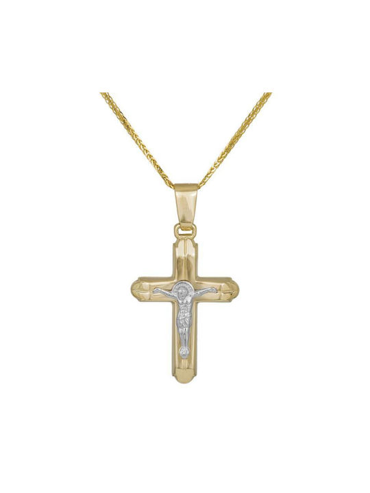 Men's Gold Cross 14K with the Crucified with Chain