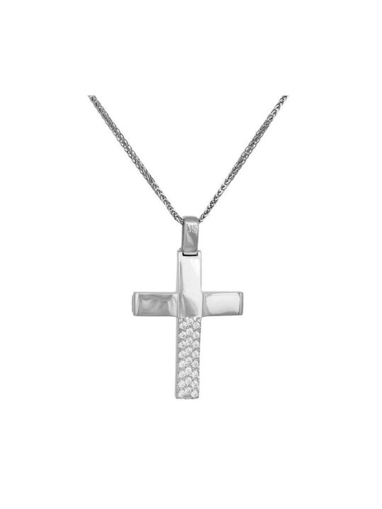 Damen Weißgold Kreuz 14K mit Kette