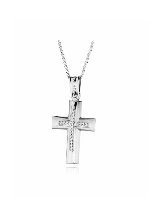 Weißgold Kreuz 14K mit Kette