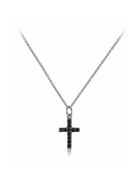 White Gold Cross 9K with Chain