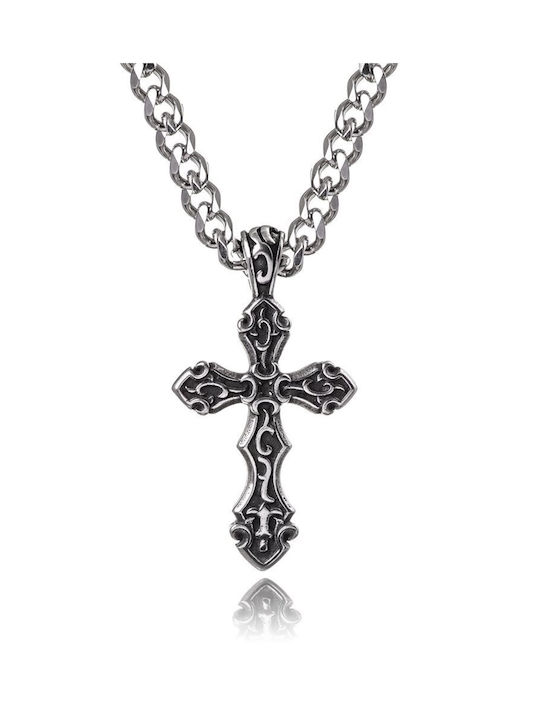 Herren Byzantinisch Kreuz aus Stahl mit Kette