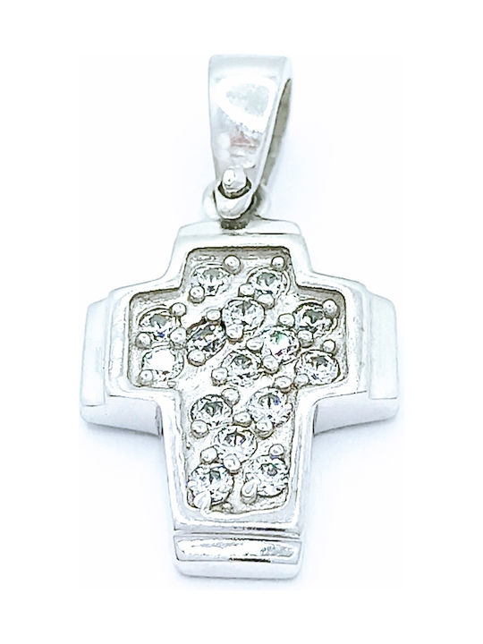 PS Silver White Gold Cross 14K