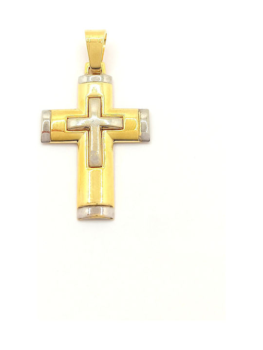 PS Silver Gold Kreuz 14K