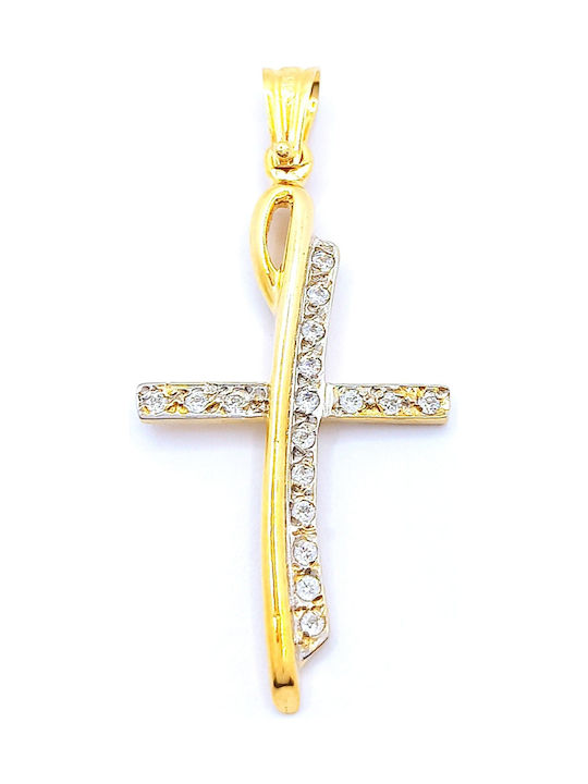 PS Silver Gold Kreuz 14K