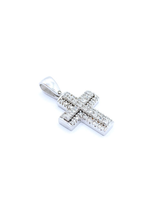 PS Silver White Gold Cross 14K