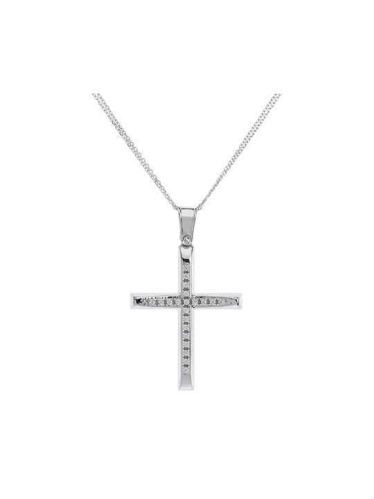 Ioannou24 Women's White Gold Cross 14K with Chain