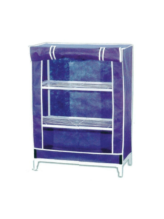 Fabric Shoe Organizer with 2 Shelves Blue 60x35x85cm