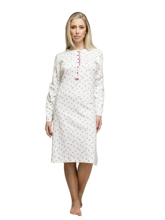 Karelpiu Winter Cotton Women's Nightdress White