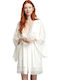 Penye Mood Sommer Damen Satin,σατεν Robe mit Nachthemd Weiß