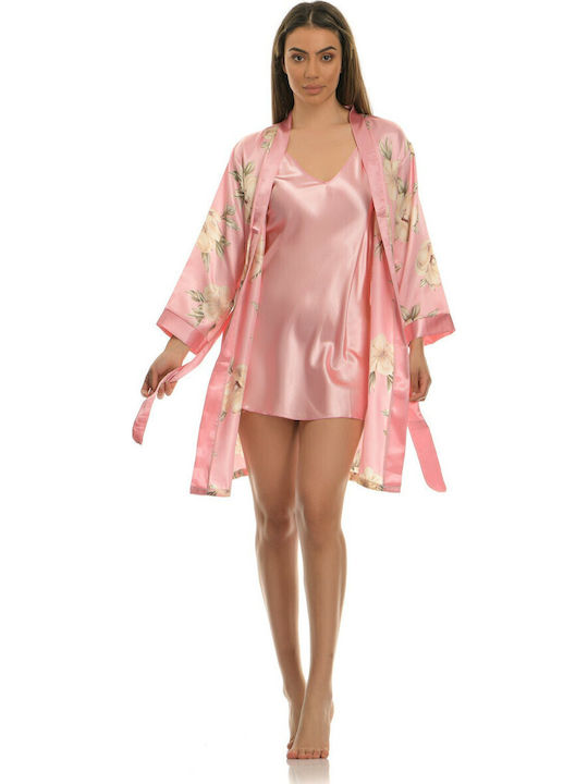 Cool Winter Women's Robe with Pink Nightgown