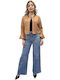 Remix Damen Leder Blazer Beige