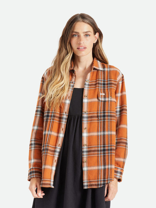 Bowery Boyfriend Flannel Γυναικείο Πορτοκαλί Overshirt