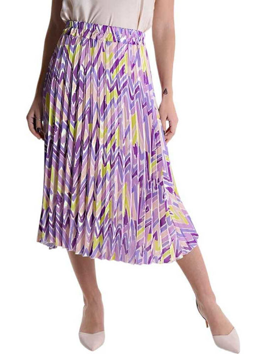 Remix Pleated Midi Skirt in Purple color