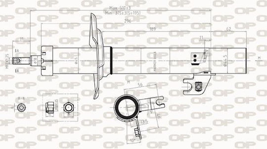 Open Parts Сет амортисьори 1бр за Citroen C1 Корвет C1