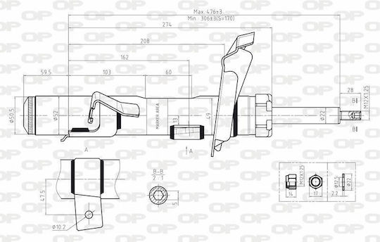 Open Parts Set Shock Absorbers 1pcs for Ford Focus C-Max