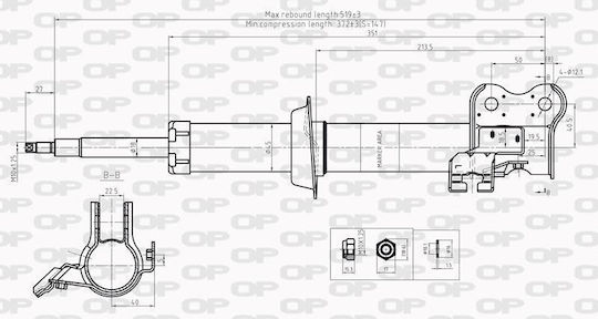 Open Parts Set Shock Absorbers 1pcs for Nissan Micra