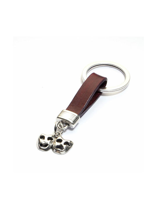 Lucrat manual Keychain Piele Argintiu