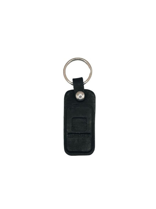 Handmade Keychain Leather Black