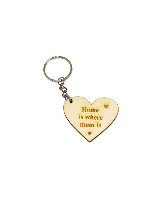 Woodseason Wooden Keychain Home Is Where Mom Is