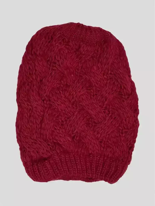 Beanie Cap with Braid Burgundy