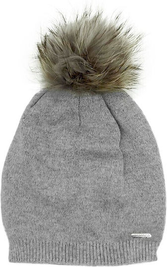 Pom Pom Beanie Frauen Beanie Gestrickt in Gray Farbe