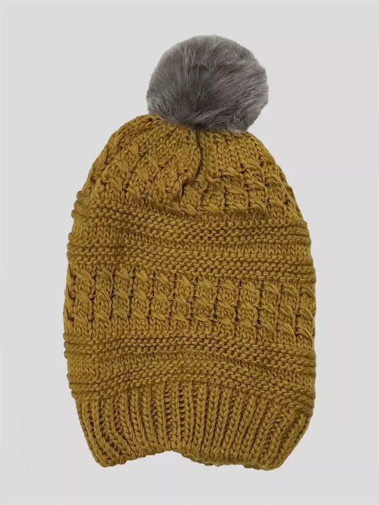 Knitted Beanie Cap Yellow
