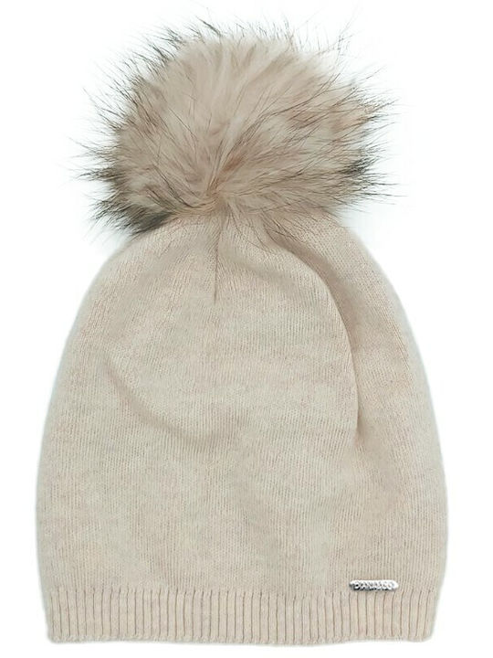 Knitted Beanie Cap Beige