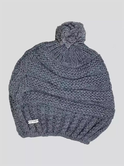 Pom Pom Beanie Beanie Knitted in Gray color