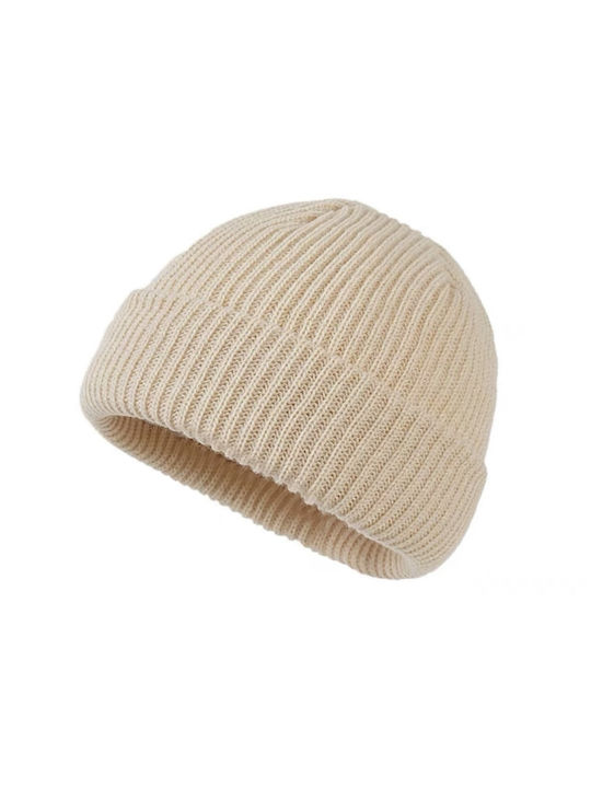 Beanie Männer Beanie mit Rippstrick in Beige Farbe