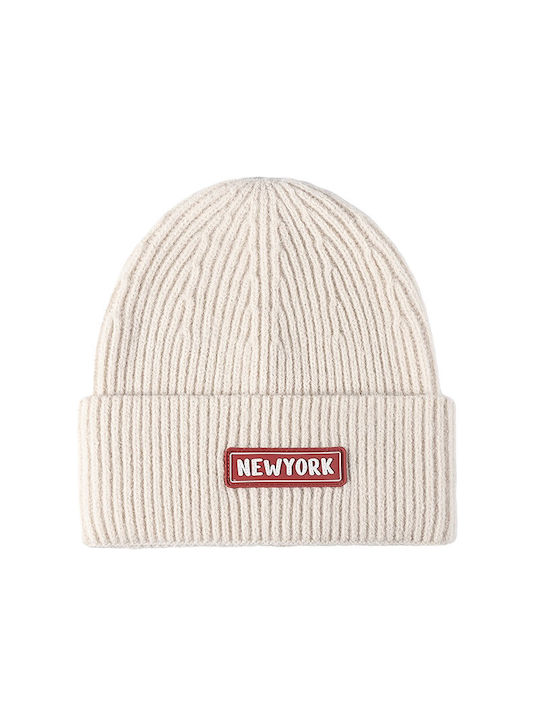 Ribbed Beanie Cap Beige