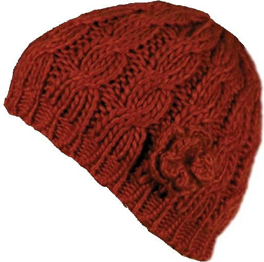Beanie Frauen Beanie mit Strickmuster in Burgundisch Farbe