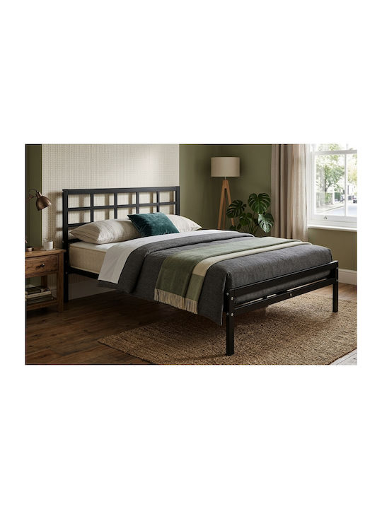 Ibiza Metal Black Semi-Double Bed with Slats fo...