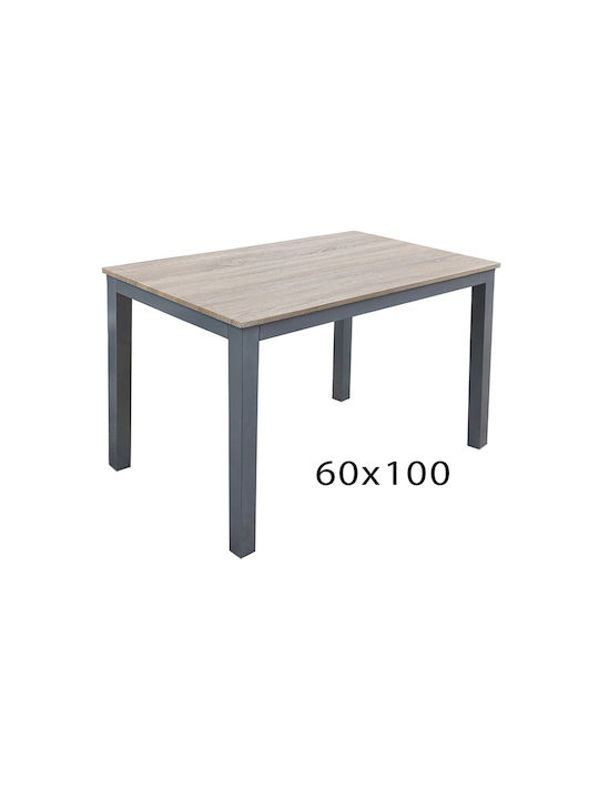 Table Kitchen Wooden with Metal Frame 100x60x75cm
