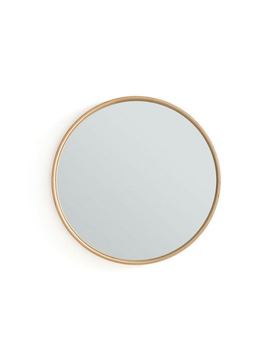 La Redoute Interieurs Wall Mirror with Brown Wooden Frame Diameter 80cm 1pcs