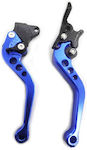 Set of Motorcycle Brake/Clutch Levers Flexible Adjustable Blue 3814