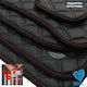 Covorașe Technoleather Nissan Sunny N14 1991-1995 Cube Negru cu Broderie Roșie Set de 4 Bucăți