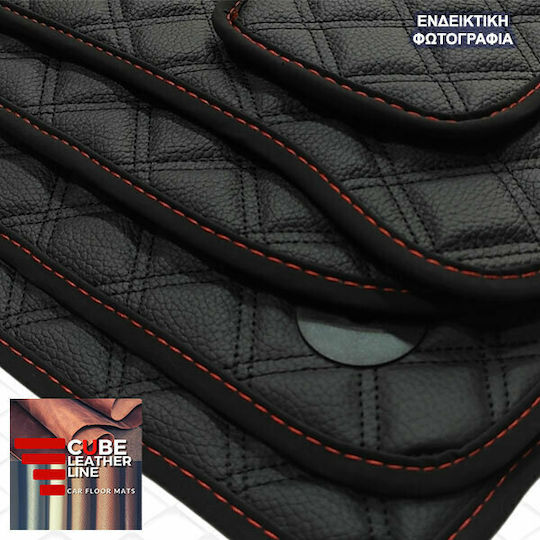 Toyota Paseo 1995-1999 Technoleather Cube Black with Red Embroidery Toyota Set of 4 Pieces