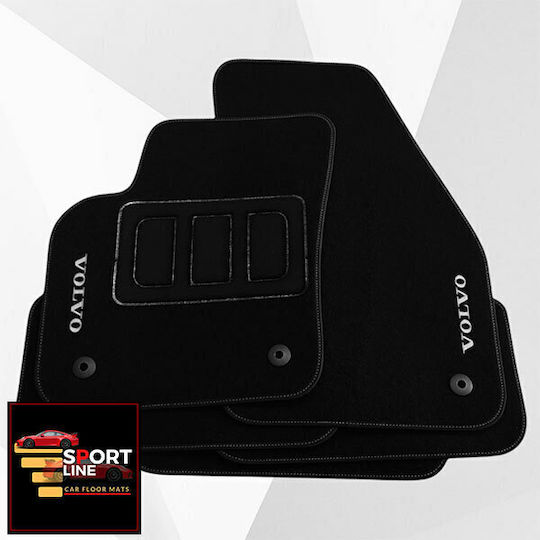 Volvo C30 2006-2013 Πατακια Μοκετα Sport Line Μαυρο Me Ασπρη Ραφη Ασπρο Κεντημα Volvo Σετ 4τμχ