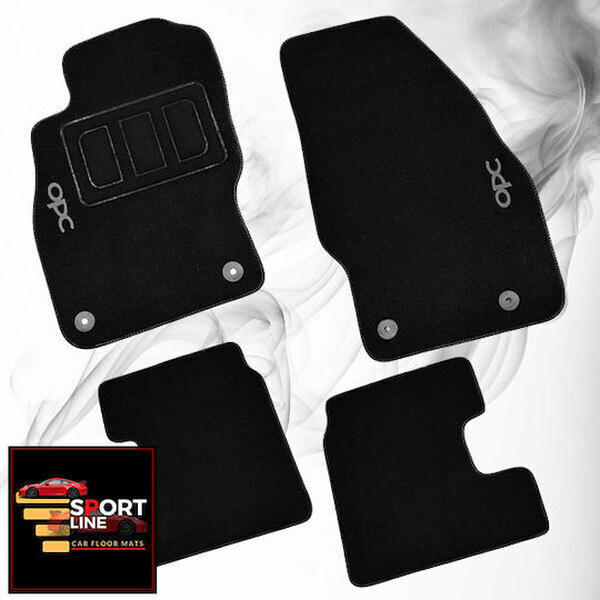 Opel Adam 2012-2019 Teppichmatten Sport Line Schwarz mit Grauer Naht Graue Stickerei Opc Set aus 4 Teilen