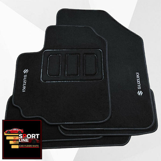 Covorașe Auto Suzuki Splash Sport Line Negru cu Cusături Gri Broderie Gri Suzuki Set de 4 Bucăți