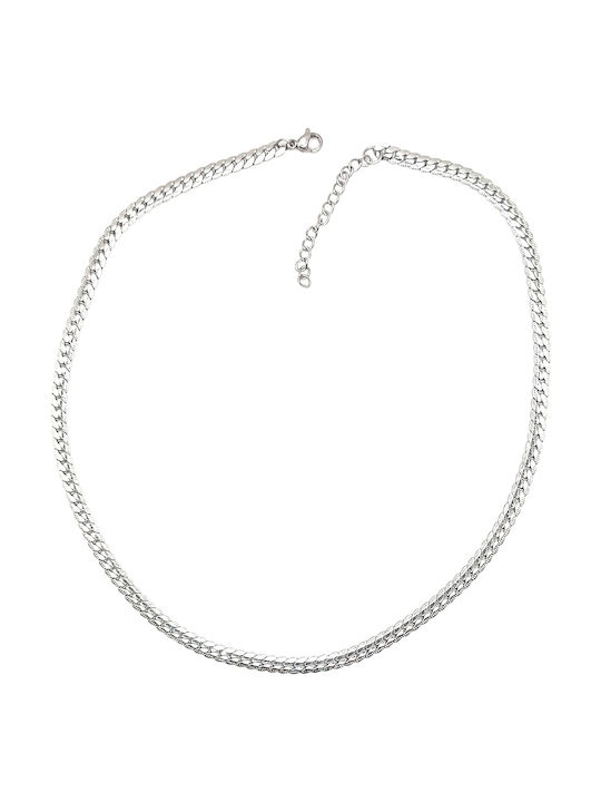 Women's Steel Neck Thin Chain White 38cm