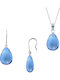 Margaritari Set mit Ohrringe & Anhänger aus Silber mit Steinen