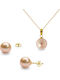 Margaritari Set with Earrings & Pendant from Gold 18K with Pearls