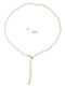 Margaritari Set with Necklace & Earrings from Gold 18K with Stones and Pearls