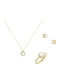 Art d or Set mit Halskette , Ohrringe & Ring aus Gold 9K mit Steinen und Perlen
