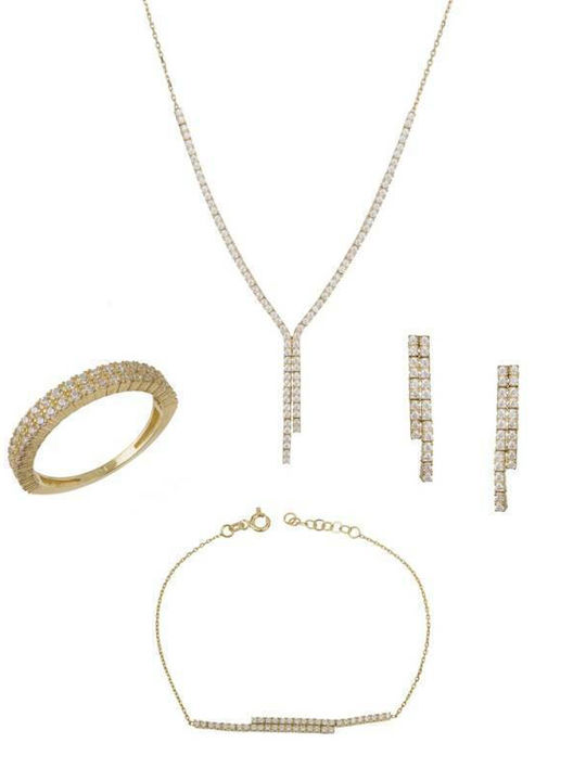 Set mit Halskette , Ohrringe & Ring aus Gold 14K