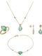 Комплект с Колие , Обеци & Пръстен от Злато 14K с Камъни