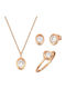Prince Silvero Set with Necklace , Earrings & Ring from Silver Gold Plated with Stones