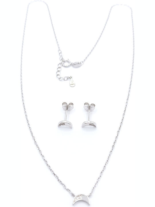 PS Silver Set mit Halskette & Ohrringe aus Silber mit Steinen