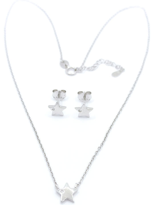 PS Silver Комплект с Колие & Обеци от Silver с Камъни